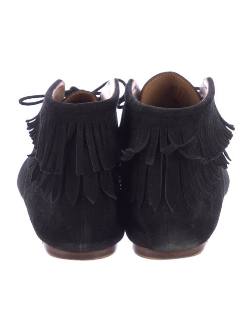Ulla Johnson Suede Fringe Trim Accent Lace-Up Boots