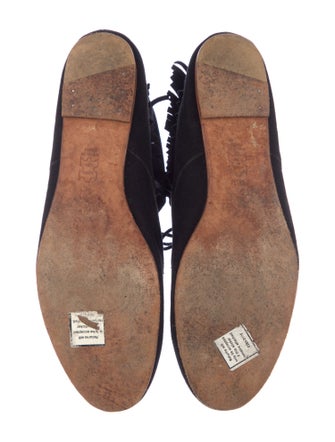 Ulla Johnson Suede Fringe Trim Accent Lace-Up Boots