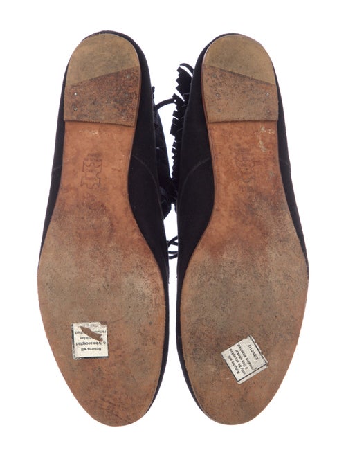 Ulla Johnson Suede Fringe Trim Accent Lace-Up Boots