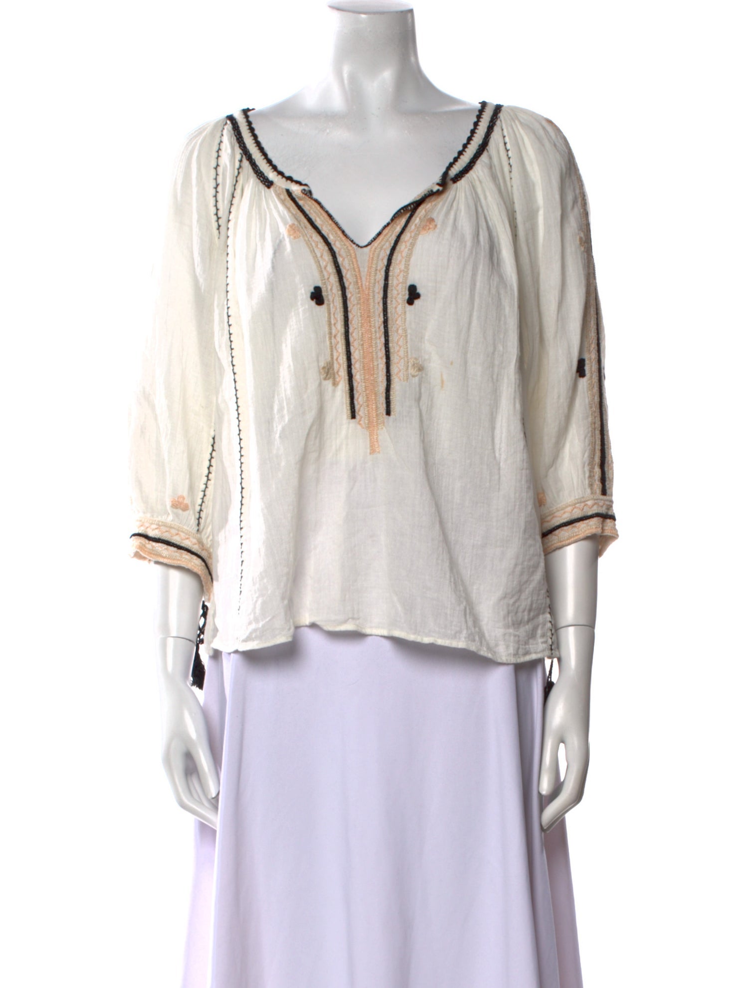 Ulla Johnson V-Neck Three-Quarter Sleeve Blouse