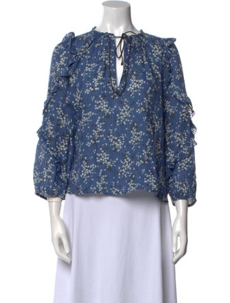 Ulla Johnson Floral Print Mock Neck Blouse