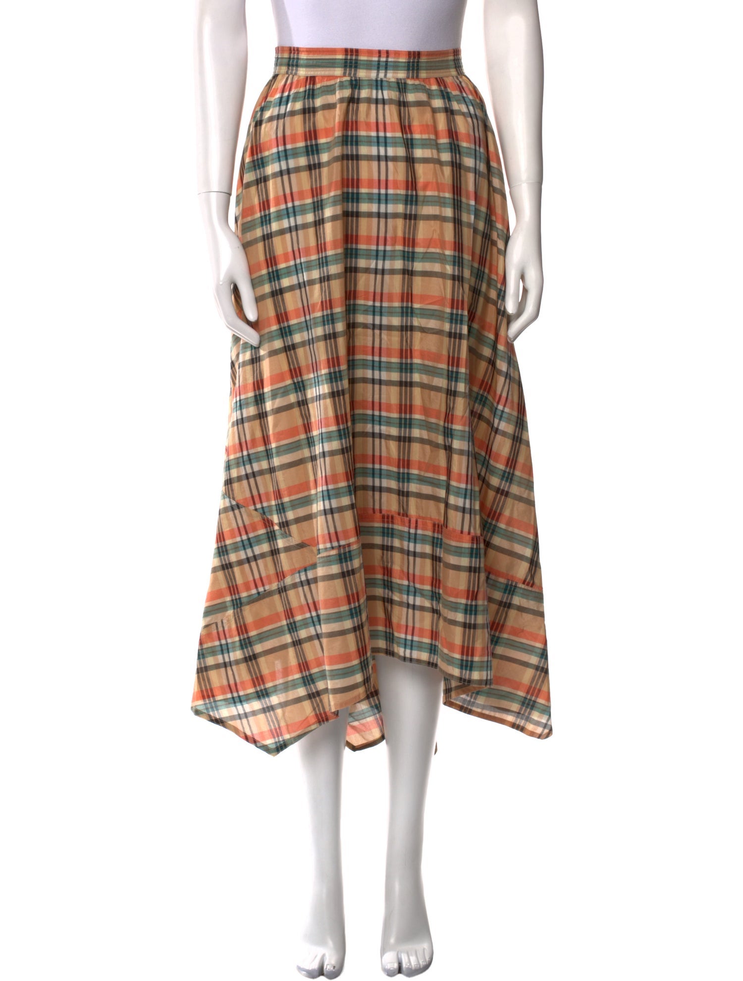 Ulla Johnson Plaid Print Midi Length Skirt