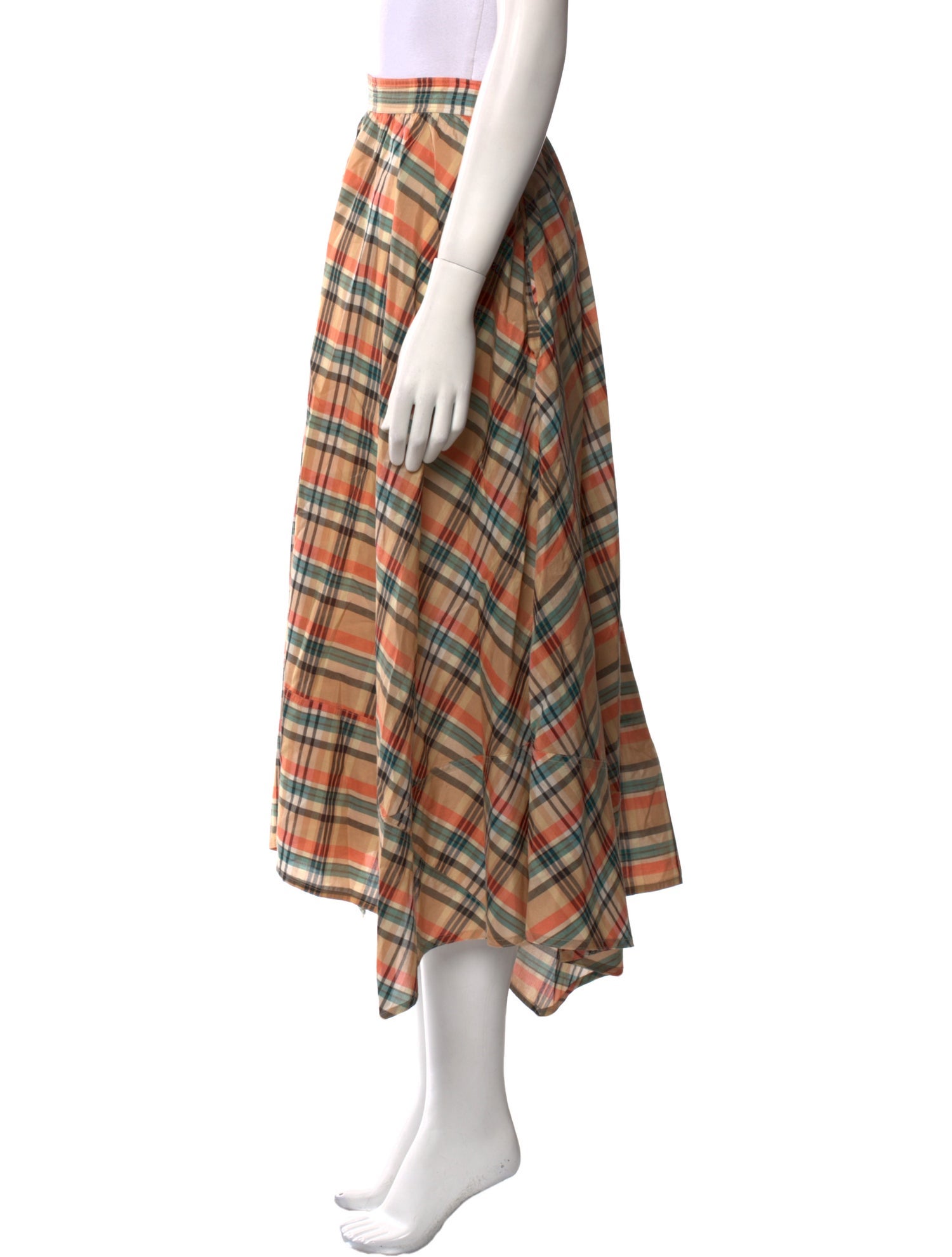 Ulla Johnson Plaid Print Midi Length Skirt