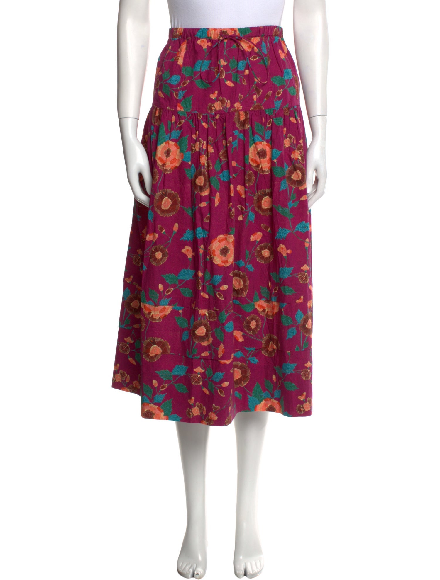 Ulla Johnson Floral Print Midi Length Skirt