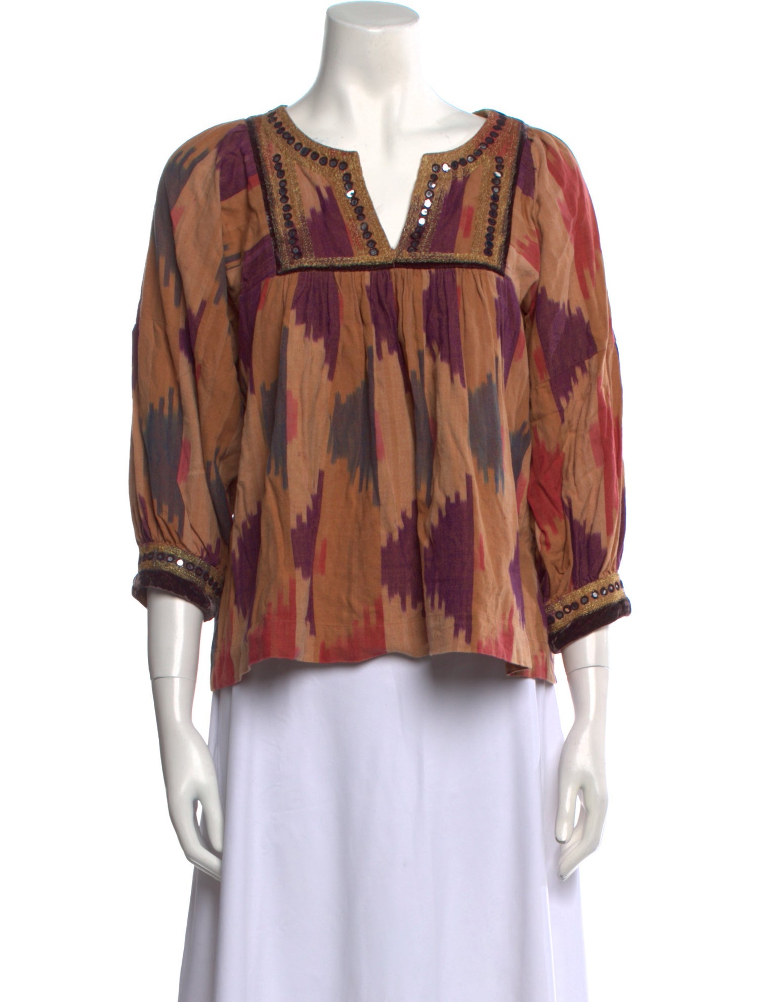 Ulla Johnson Printed V-Neck Blouse