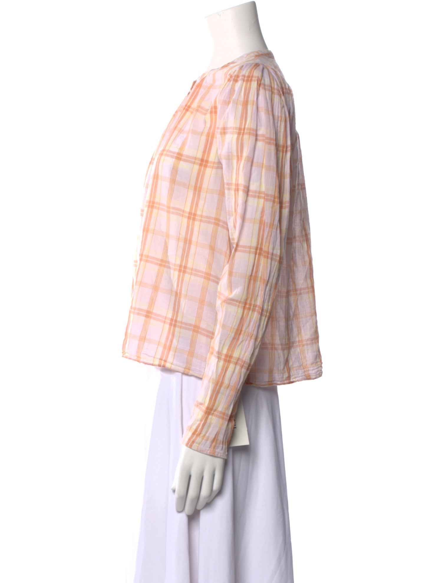 Ulla Johnson Plaid Print Crew Neck Blouse