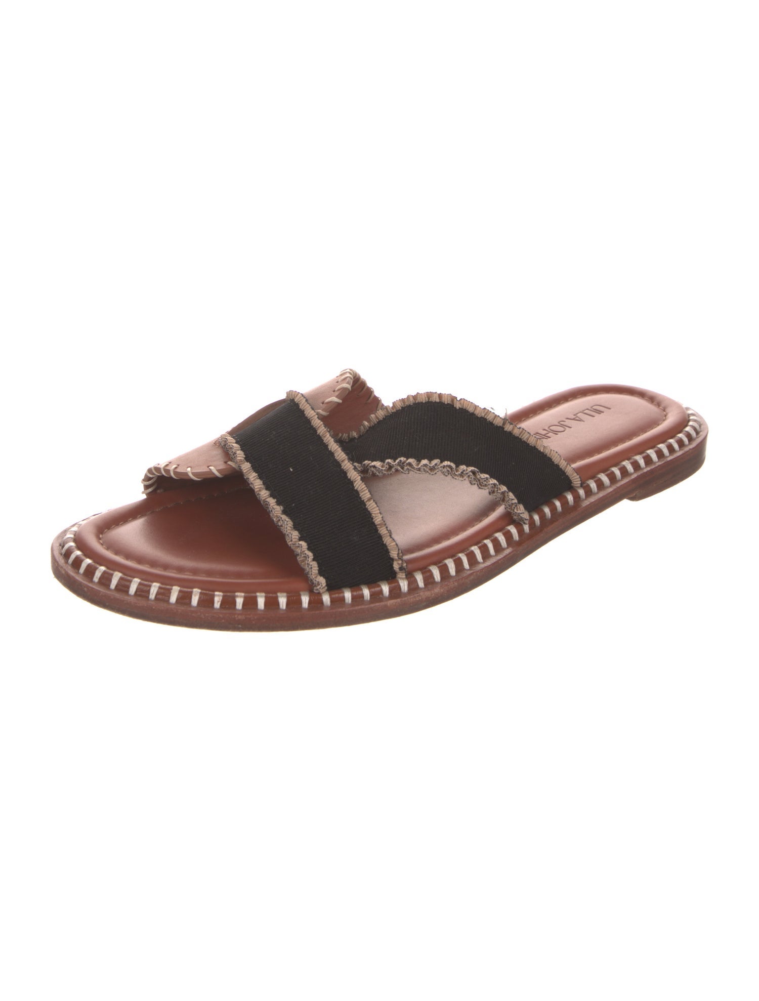 Ulla Johnson Leather Grosgrain Trim Slides