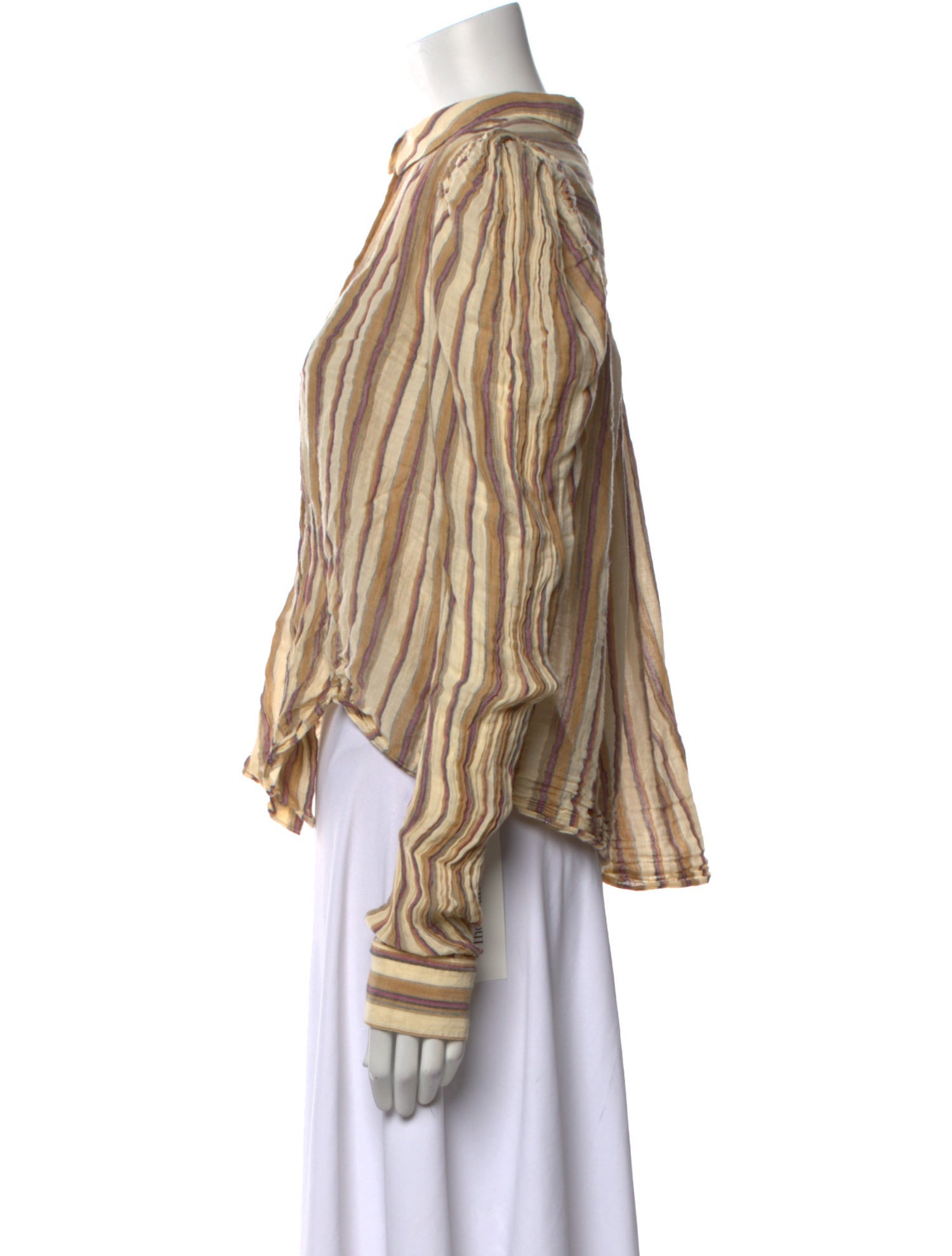 Ulla Johnson Striped Mock Neck Button-Up Top