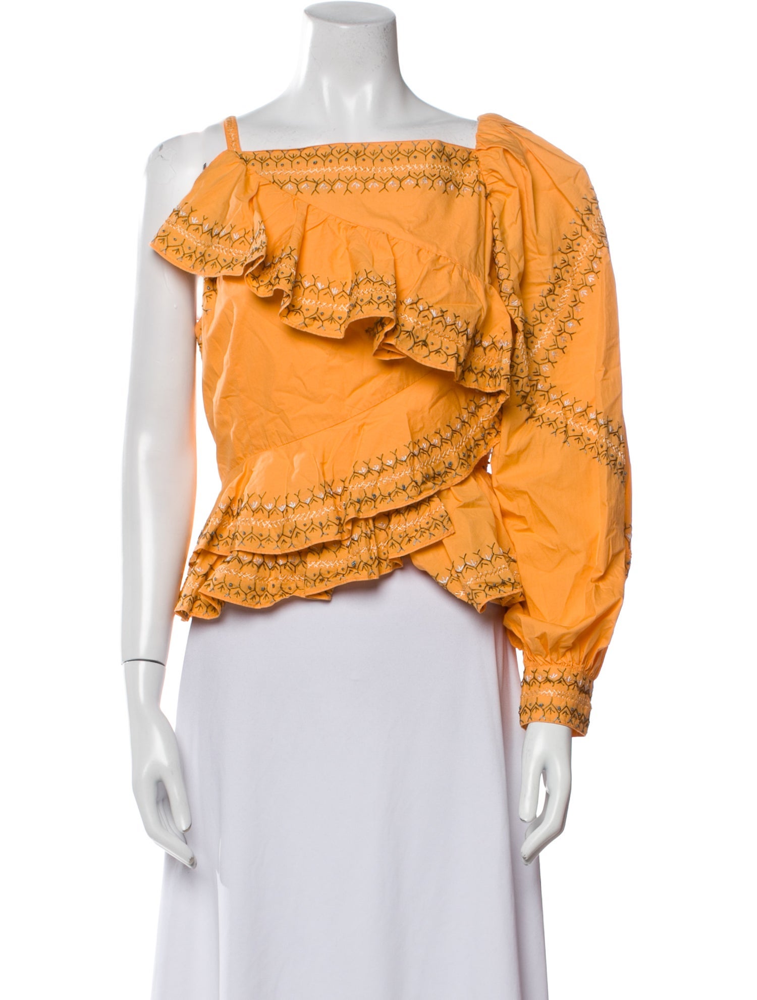 Ulla Johnson Square Neckline Long Sleeve Crop Top