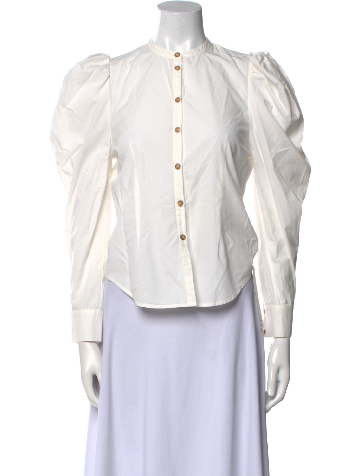 Ulla Johnson Mock Neck Long Sleeve Button-Up Top