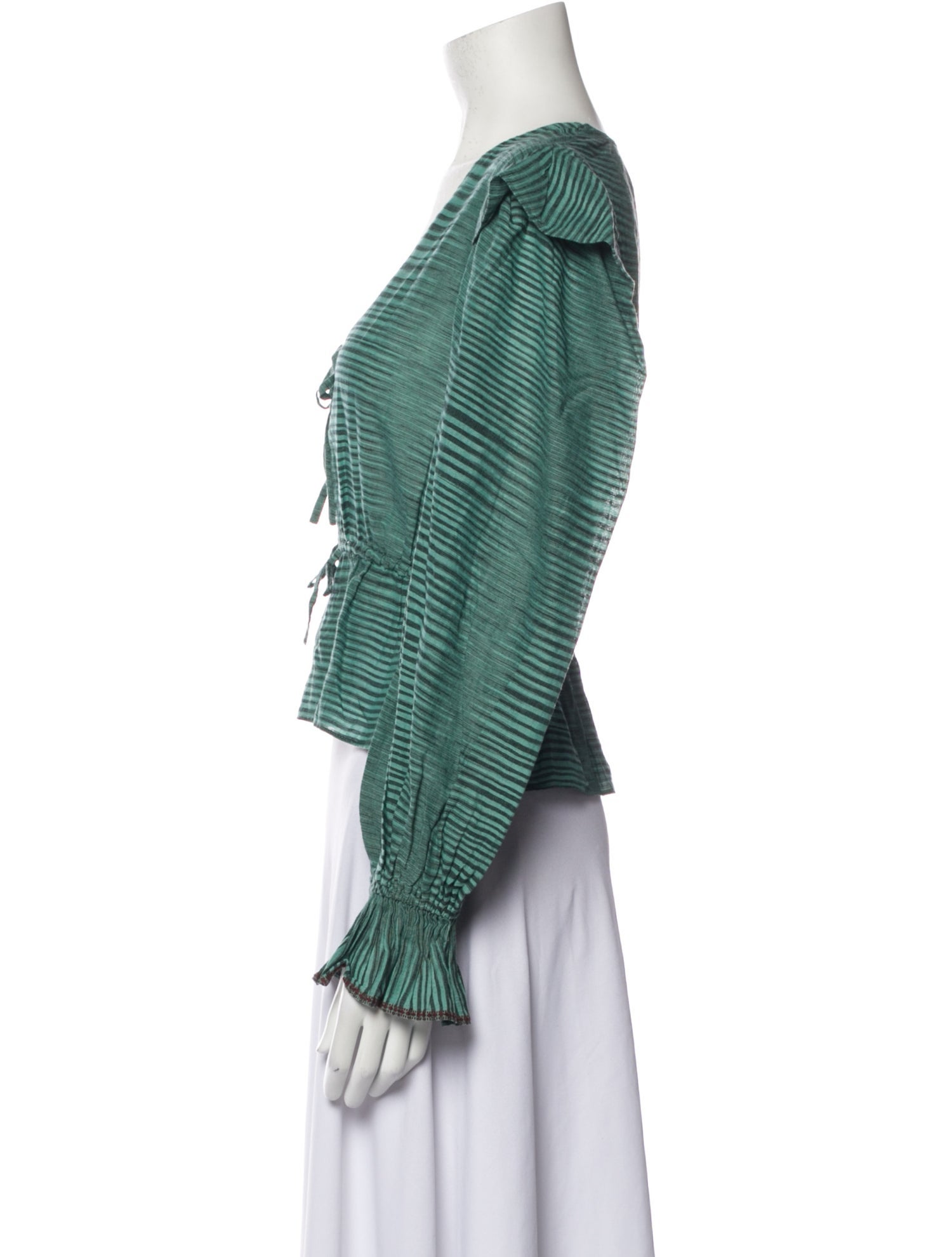 Ulla Johnson Striped V-Neck Crop Top