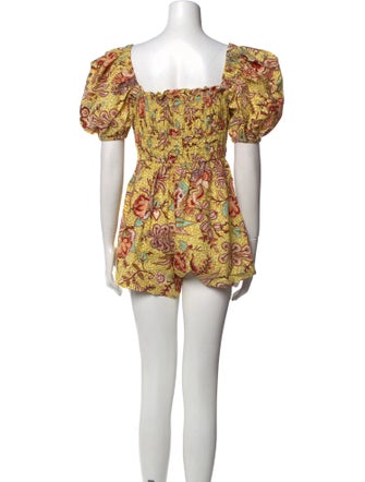 Ulla Johnson Floral Print Square Neckline Romper