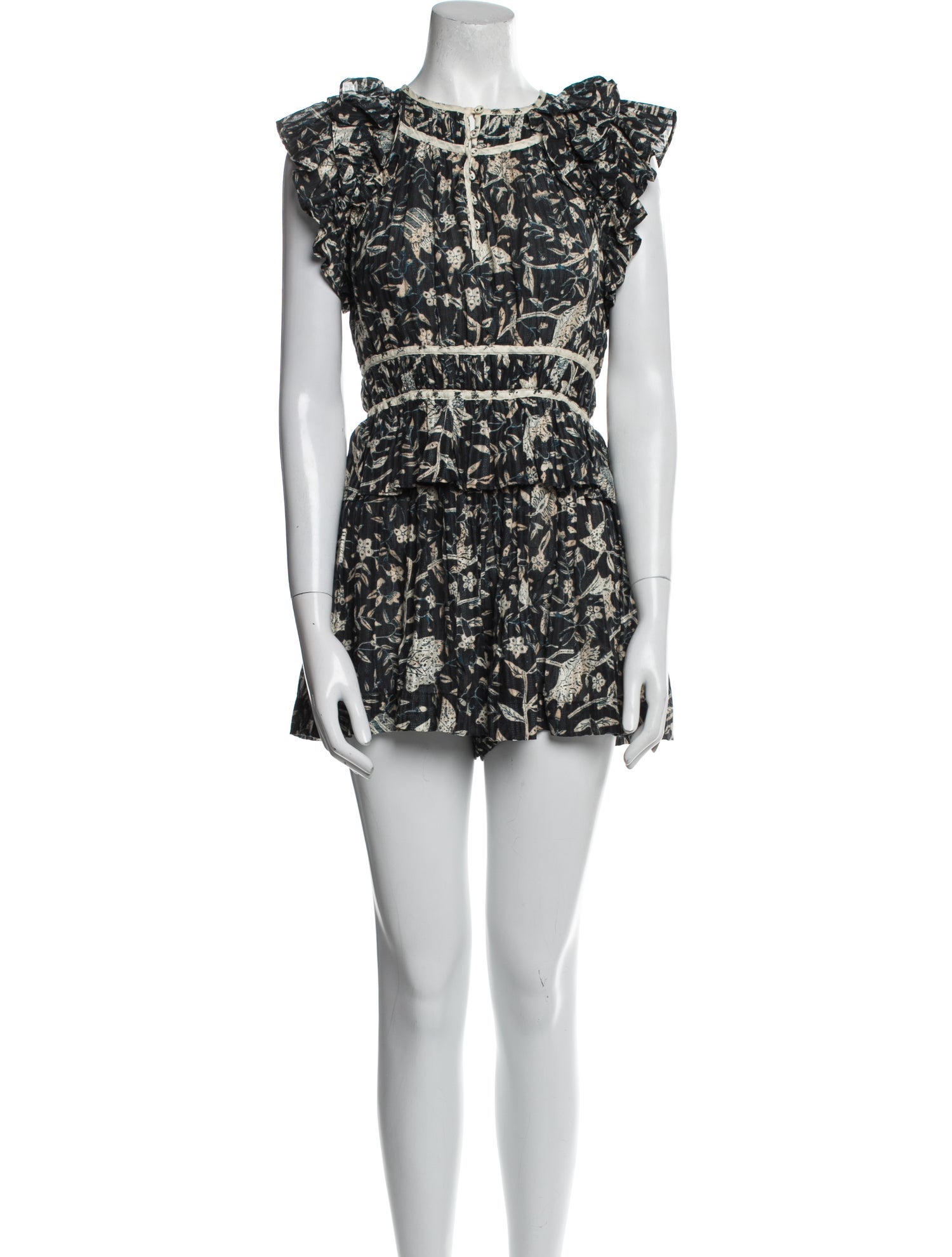 Ulla Johnson Floral Print Crew Neck Romper