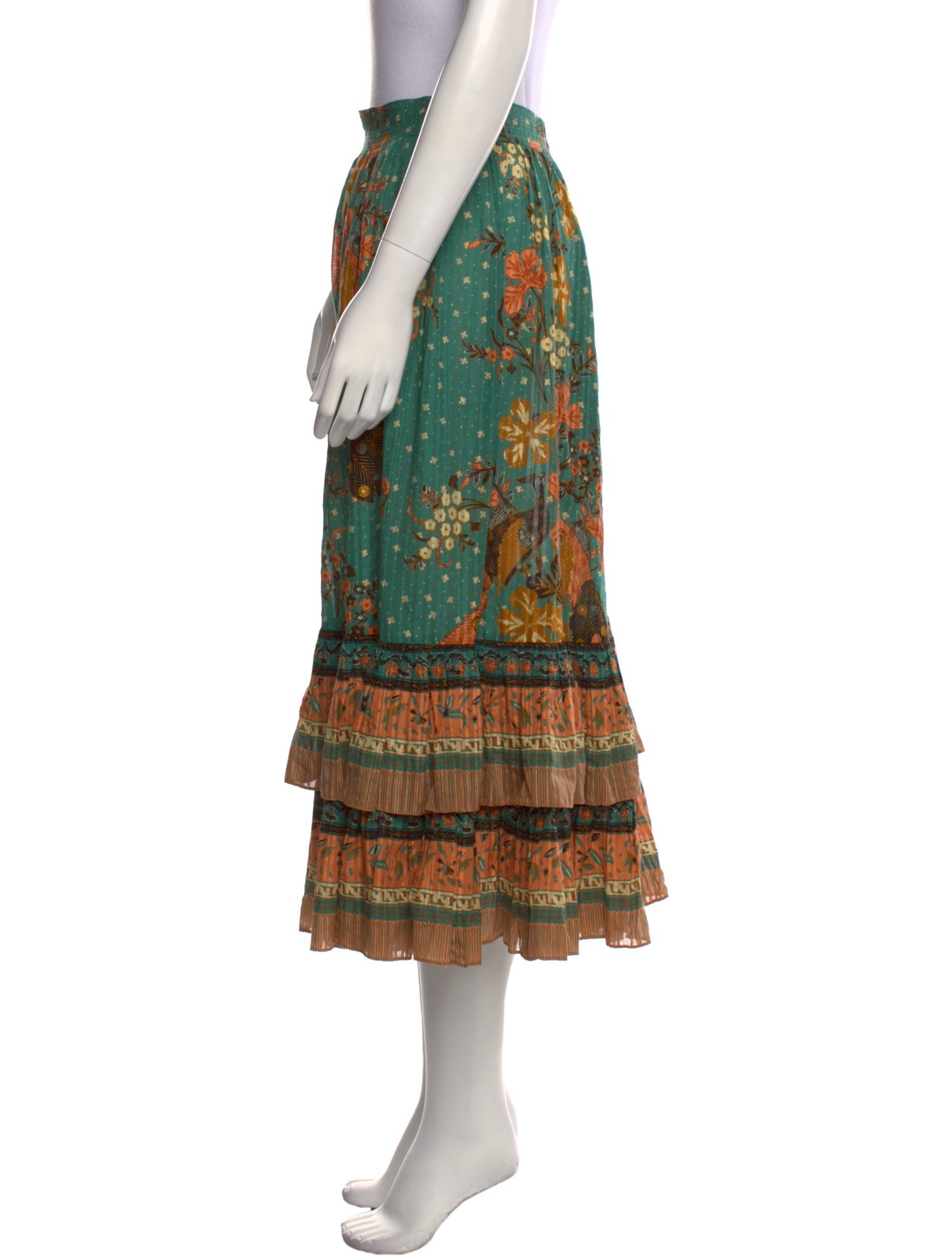 Ulla Johnson Floral Print Midi Length Skirt