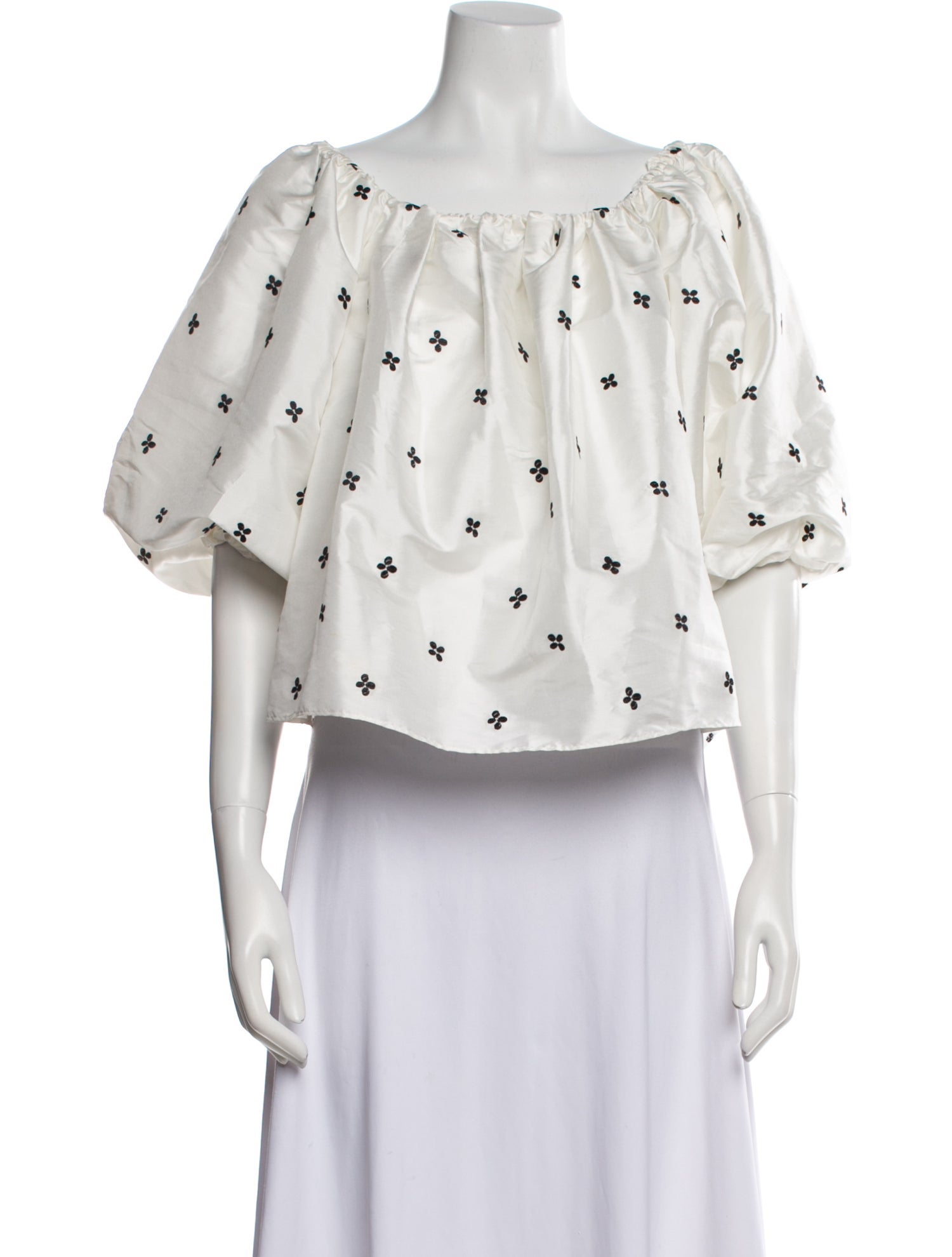 Ulla Johnson Printed Off-The-Shoulder Crop Top