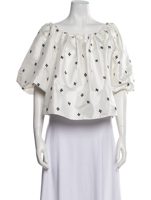 Ulla Johnson Printed Off-The-Shoulder Crop Top