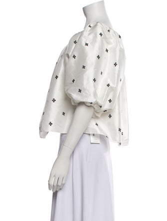 Ulla Johnson Printed Off-The-Shoulder Crop Top