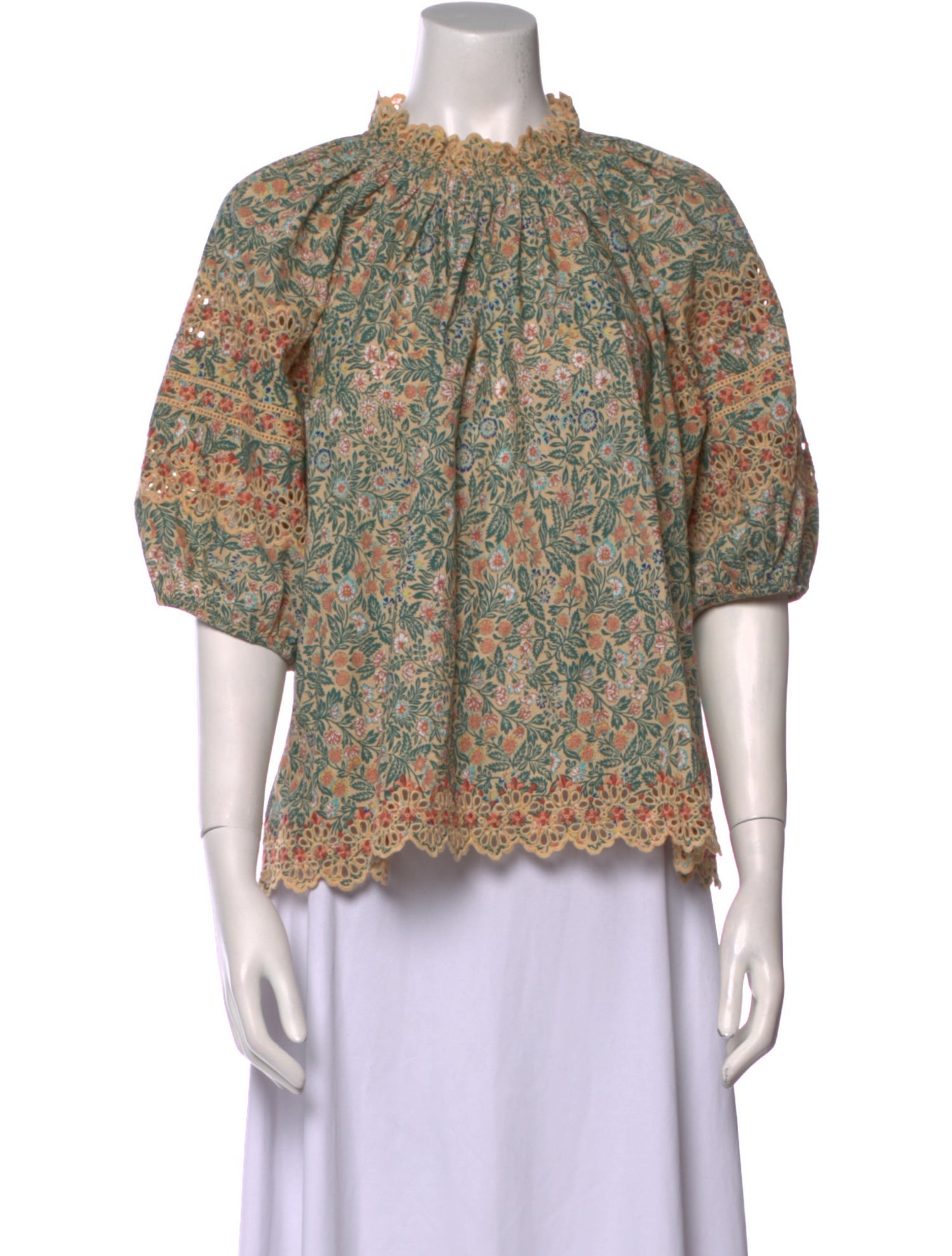 Ulla Johnson Floral Print Mock Neck Blouse