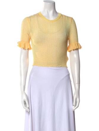 Ulla Johnson Scoop Neck Short Sleeve Crop Top