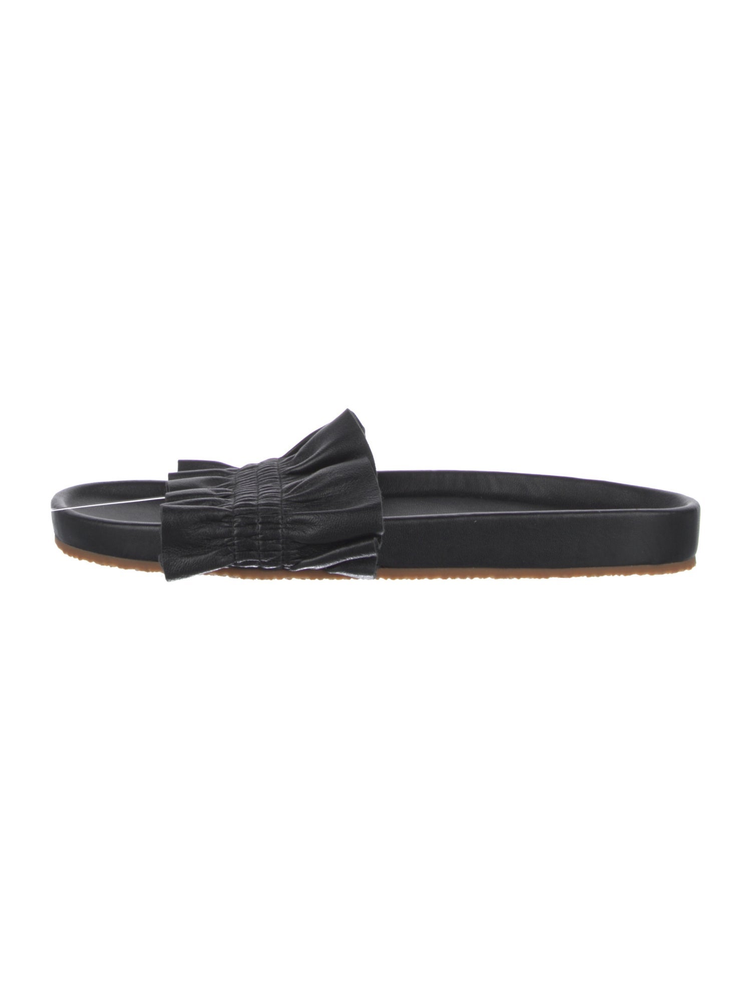 Ulla Johnson Leather Ruffle Embellishment Slides