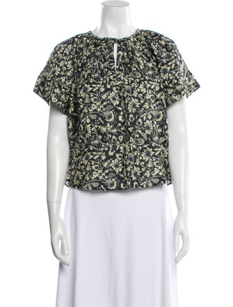 Ulla Johnson Floral Print Crew Neck Top w/ Tags