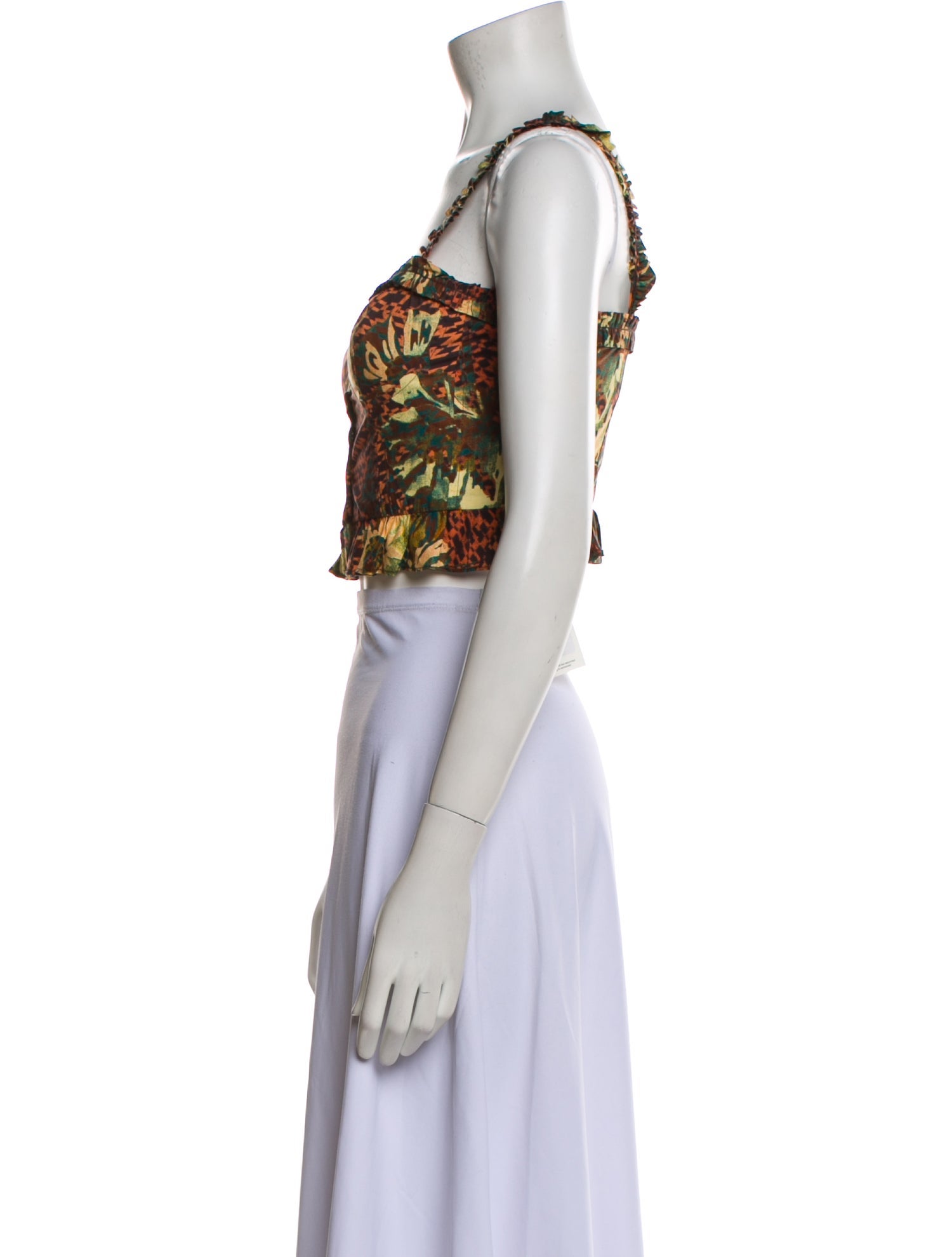 Ulla Johnson Floral Print Square Neckline Crop Top