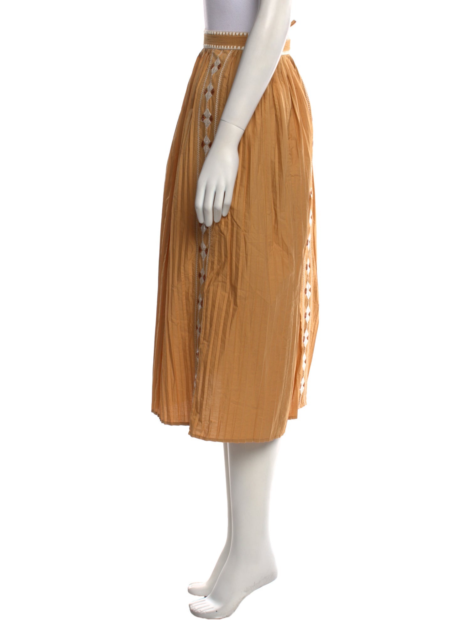 Ulla Johnson Embroidered Accent Midi Length Skirt