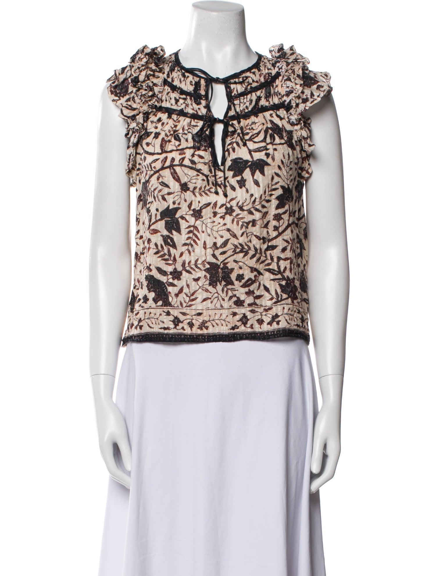 Ulla Johnson Printed Tie Neck Top