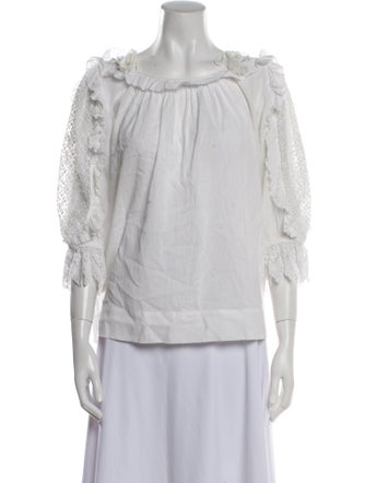 Ulla Johnson Scoop Neck Three-Quarter Sleeve Blouse