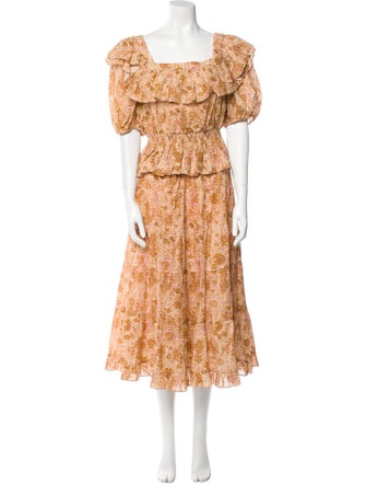 Ulla Johnson Printed Pleated Accents Skirt Set