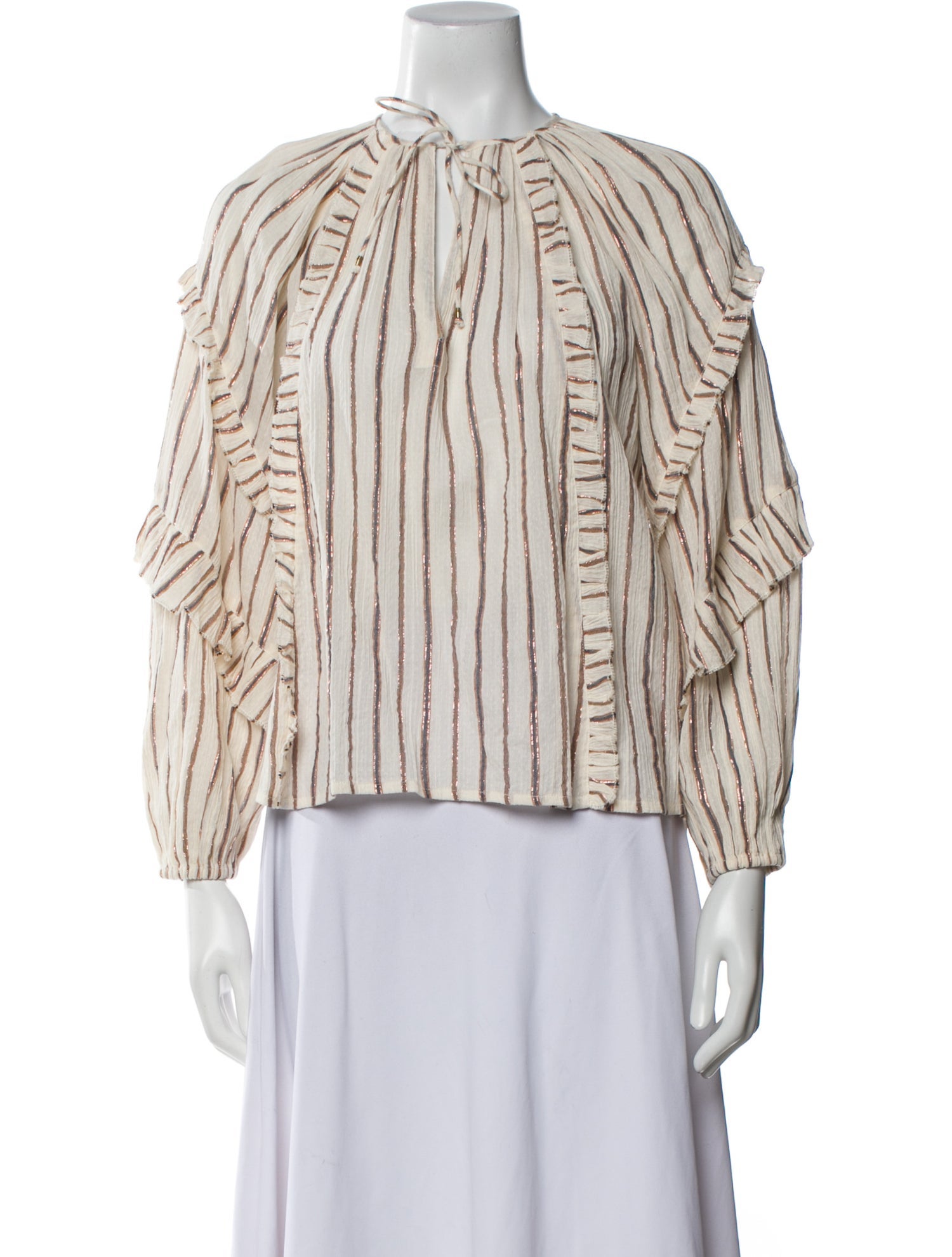 Ulla Johnson Striped Tie Neck Blouse