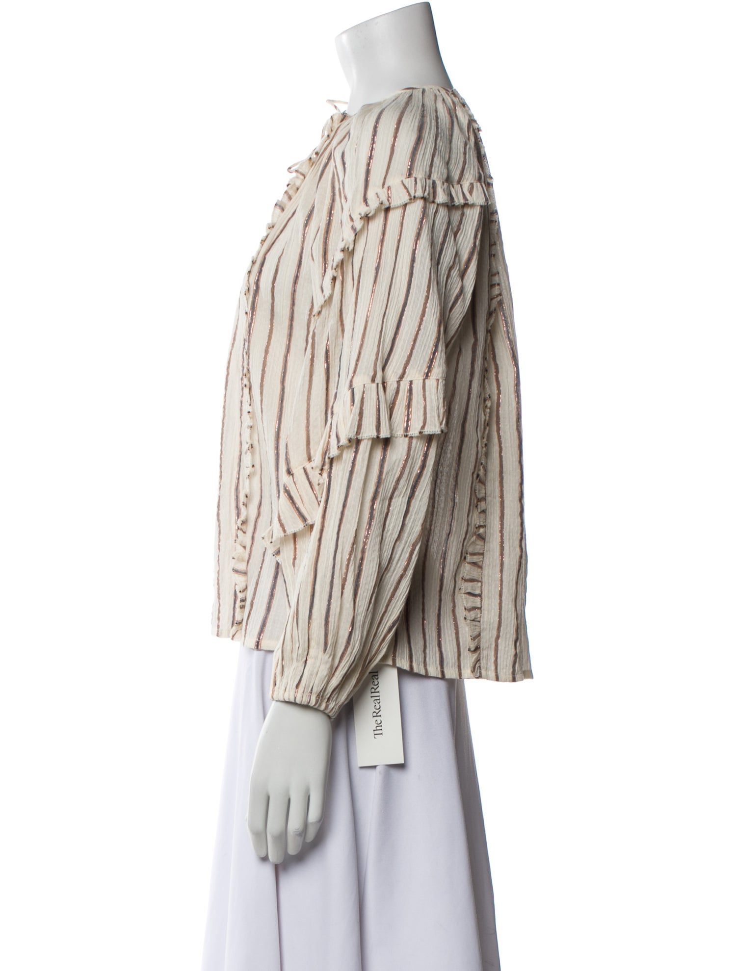 Ulla Johnson Striped Tie Neck Blouse