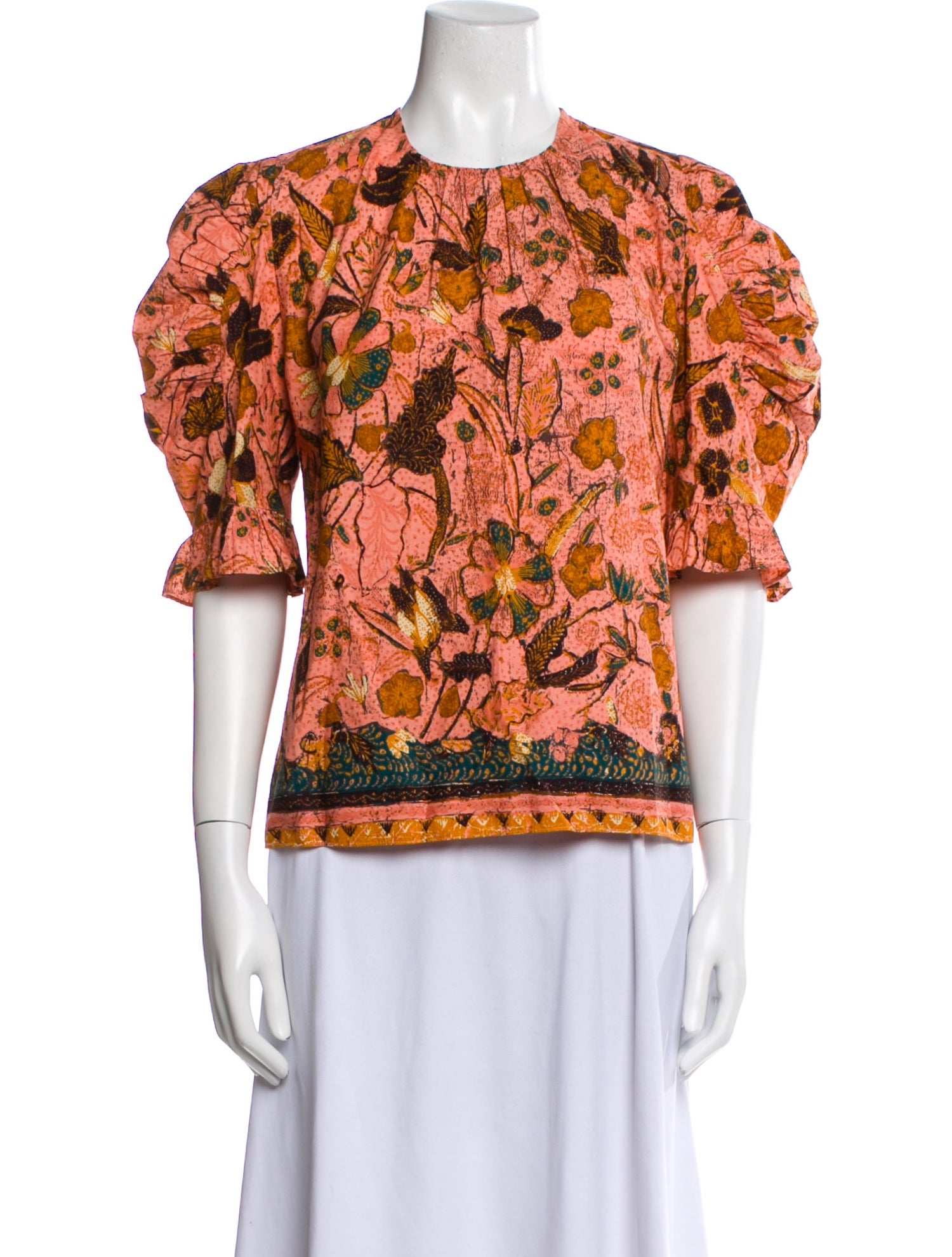 Ulla Johnson Floral Print Crew Neck Blouse