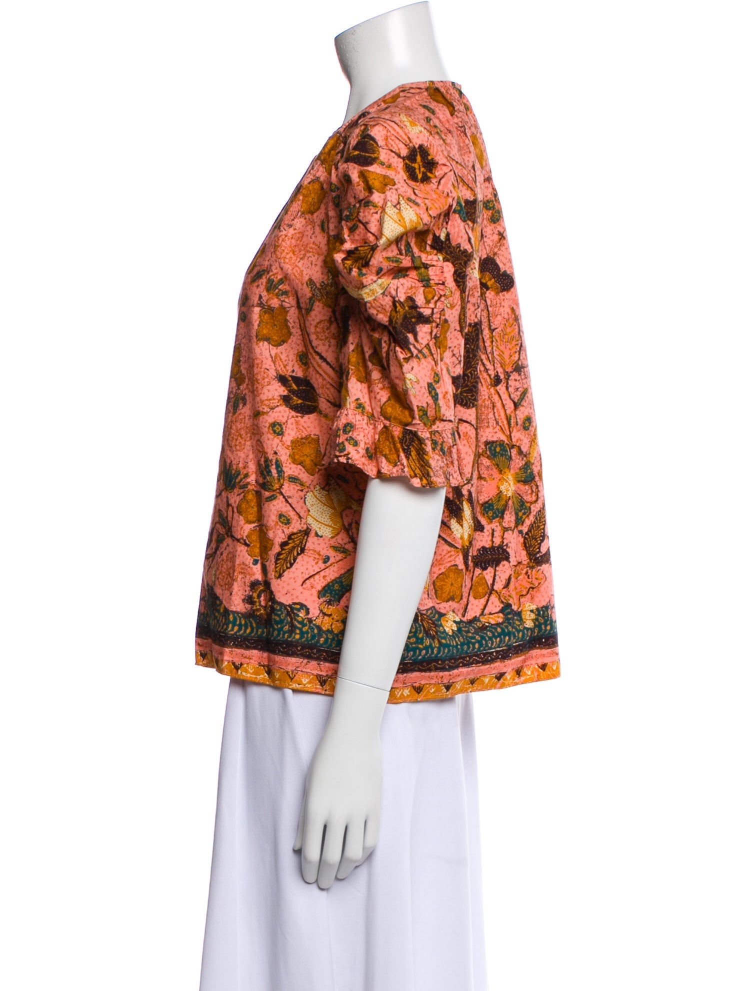 Ulla Johnson Floral Print Crew Neck Blouse