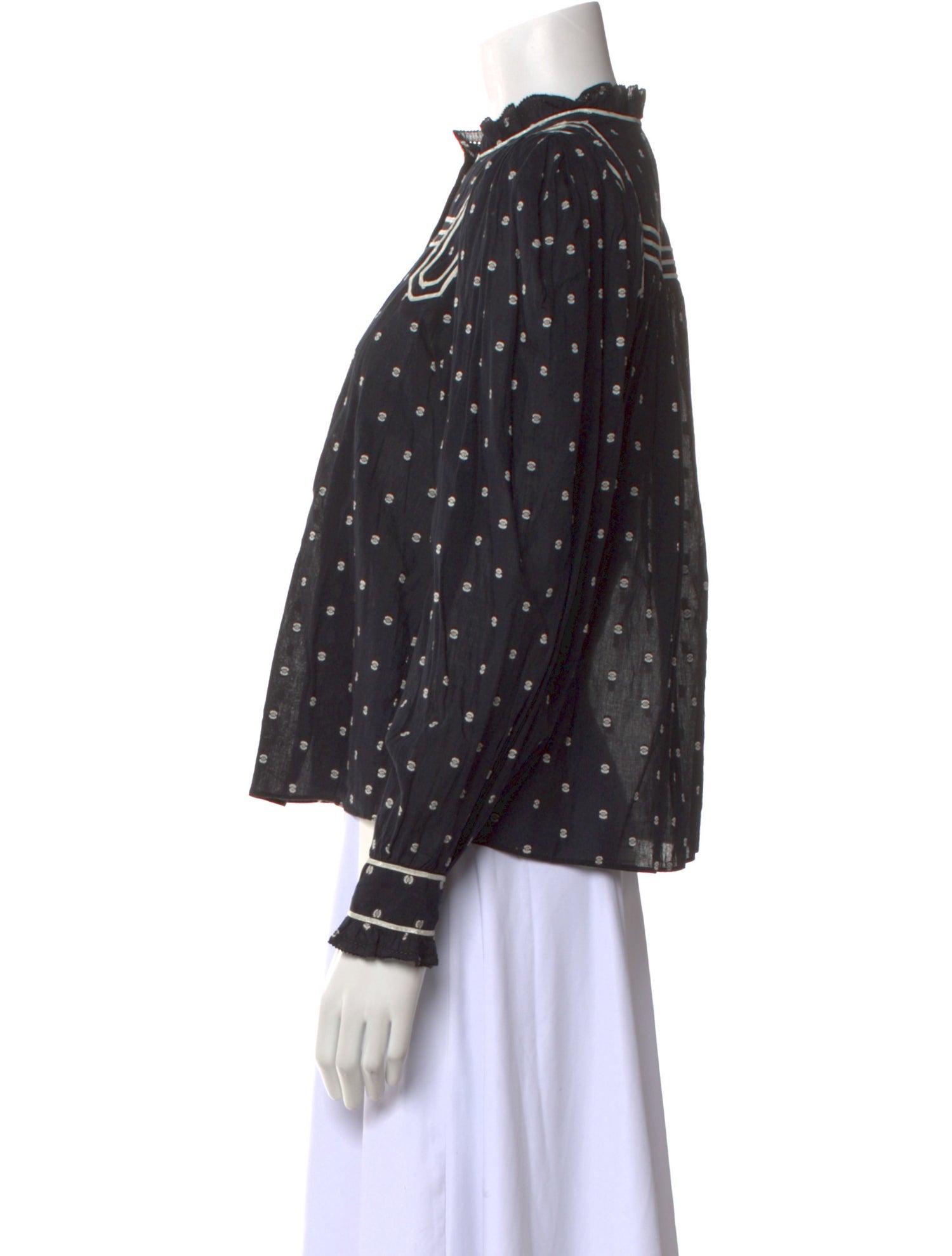 Ulla Johnson Printed Mock Neck Button-Up Top