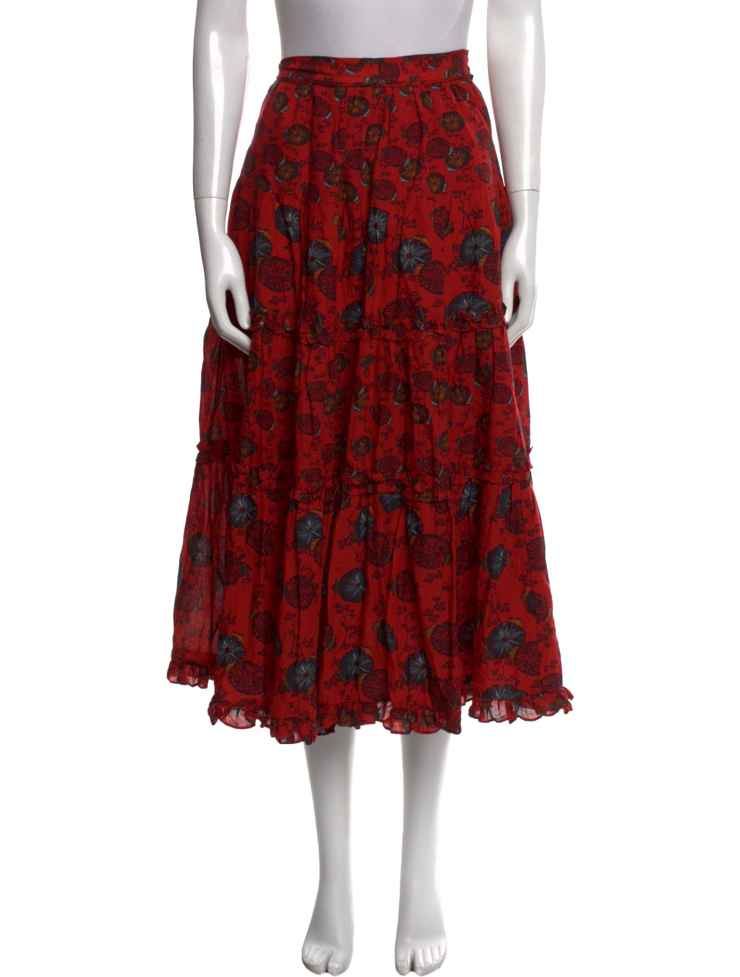 Ulla Johnson Floral Print Midi Length Skirt