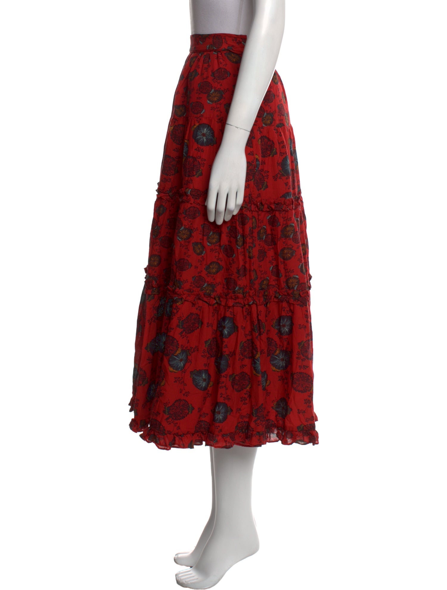 Ulla Johnson Floral Print Midi Length Skirt