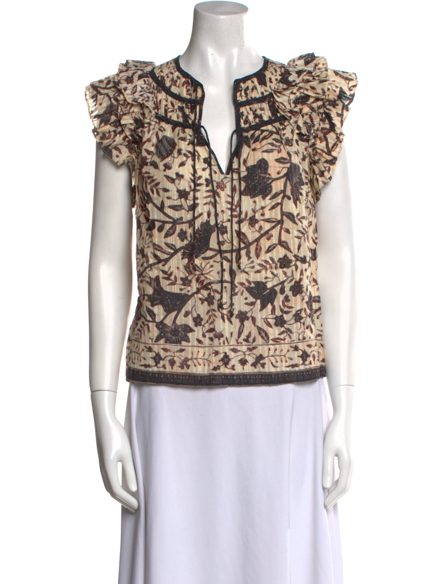 Ulla Johnson Floral Print V-Neck Blouse