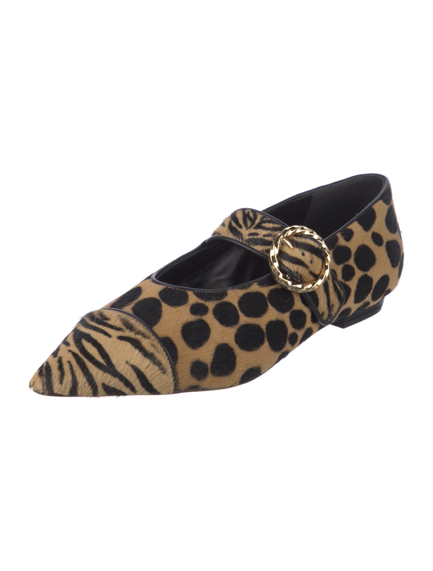 Ulla Johnson Calf Hair Animal Print Mary Jane Flats