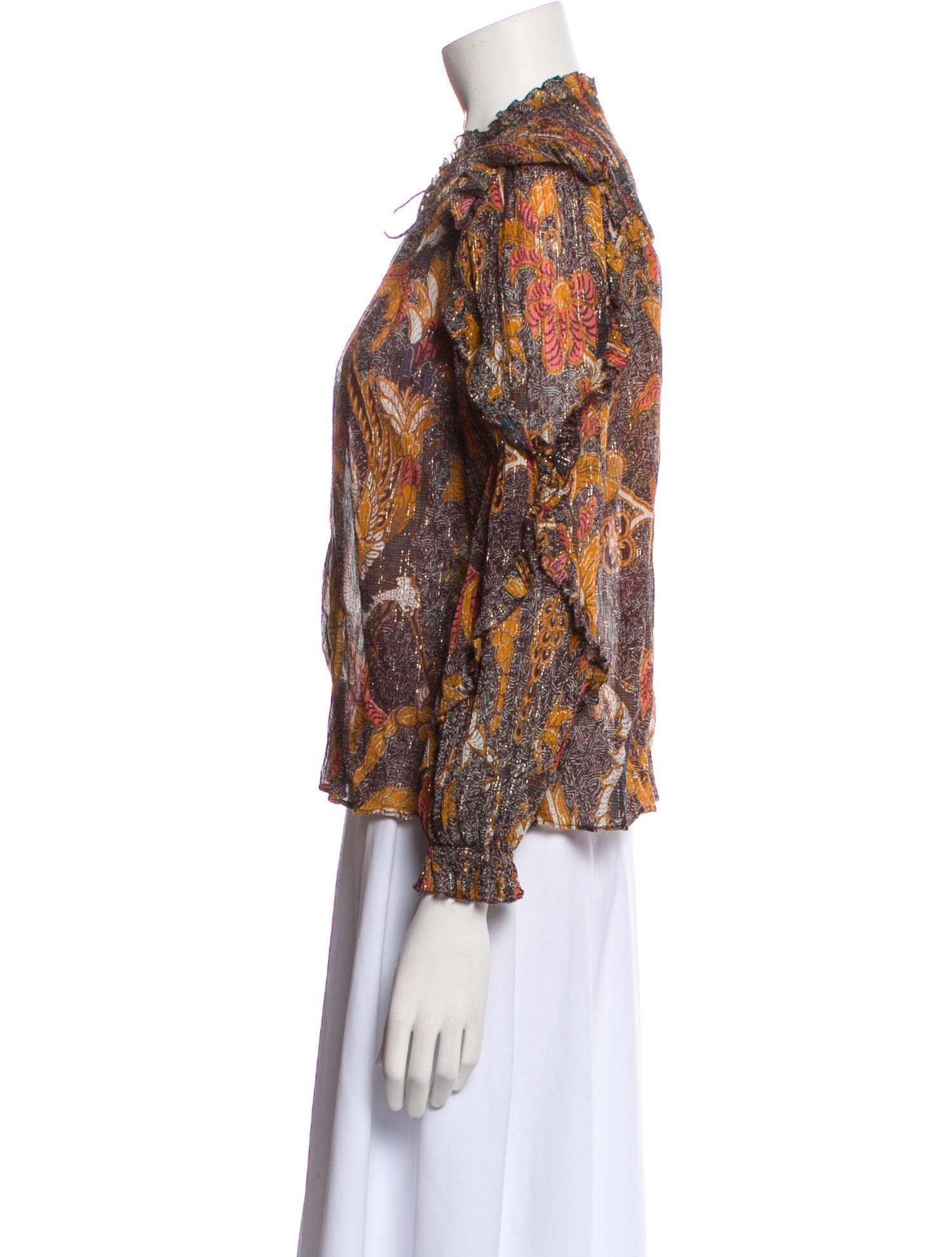 Ulla Johnson Floral Print V-Neck Blouse