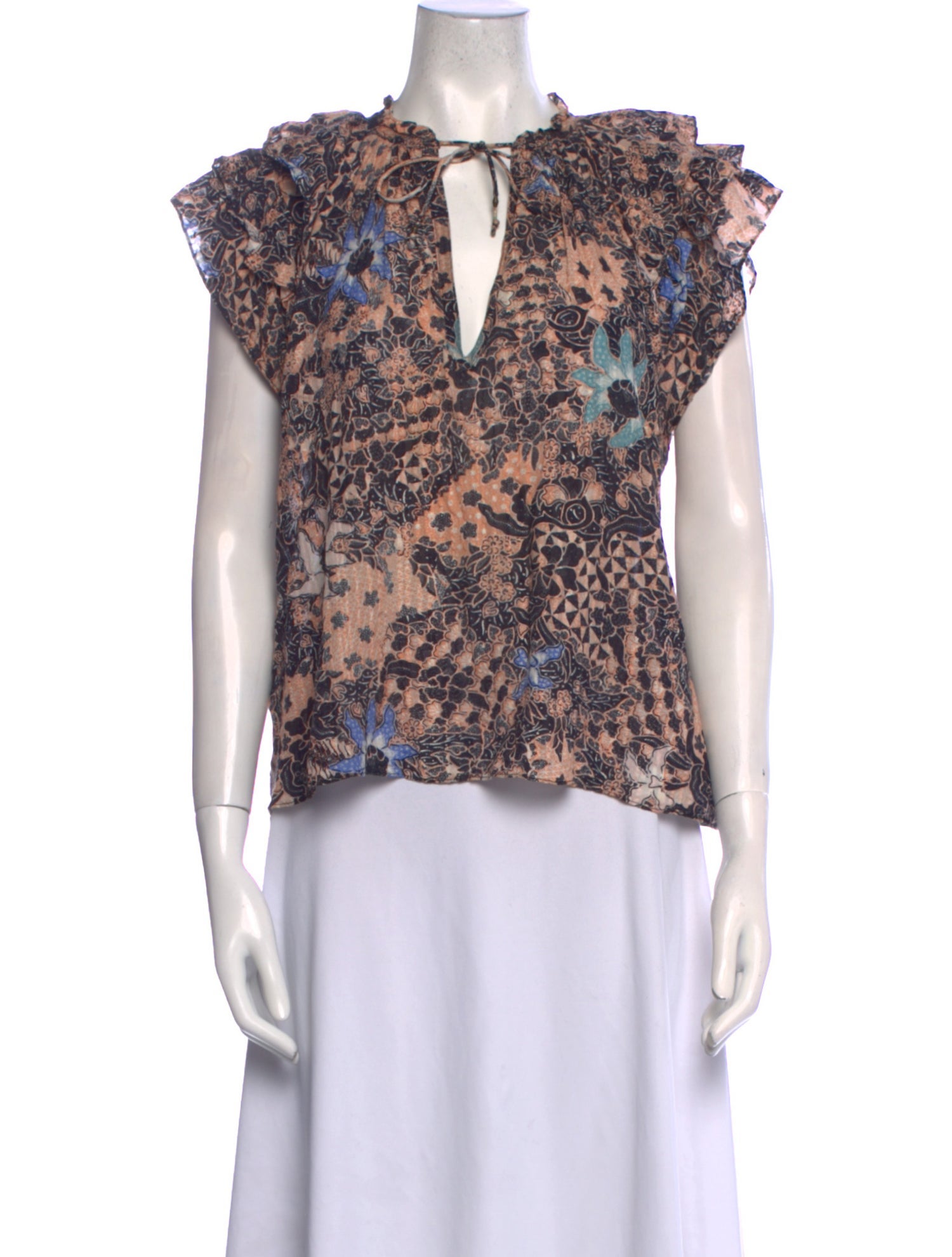 Ulla Johnson Printed Tie Neck Blouse
