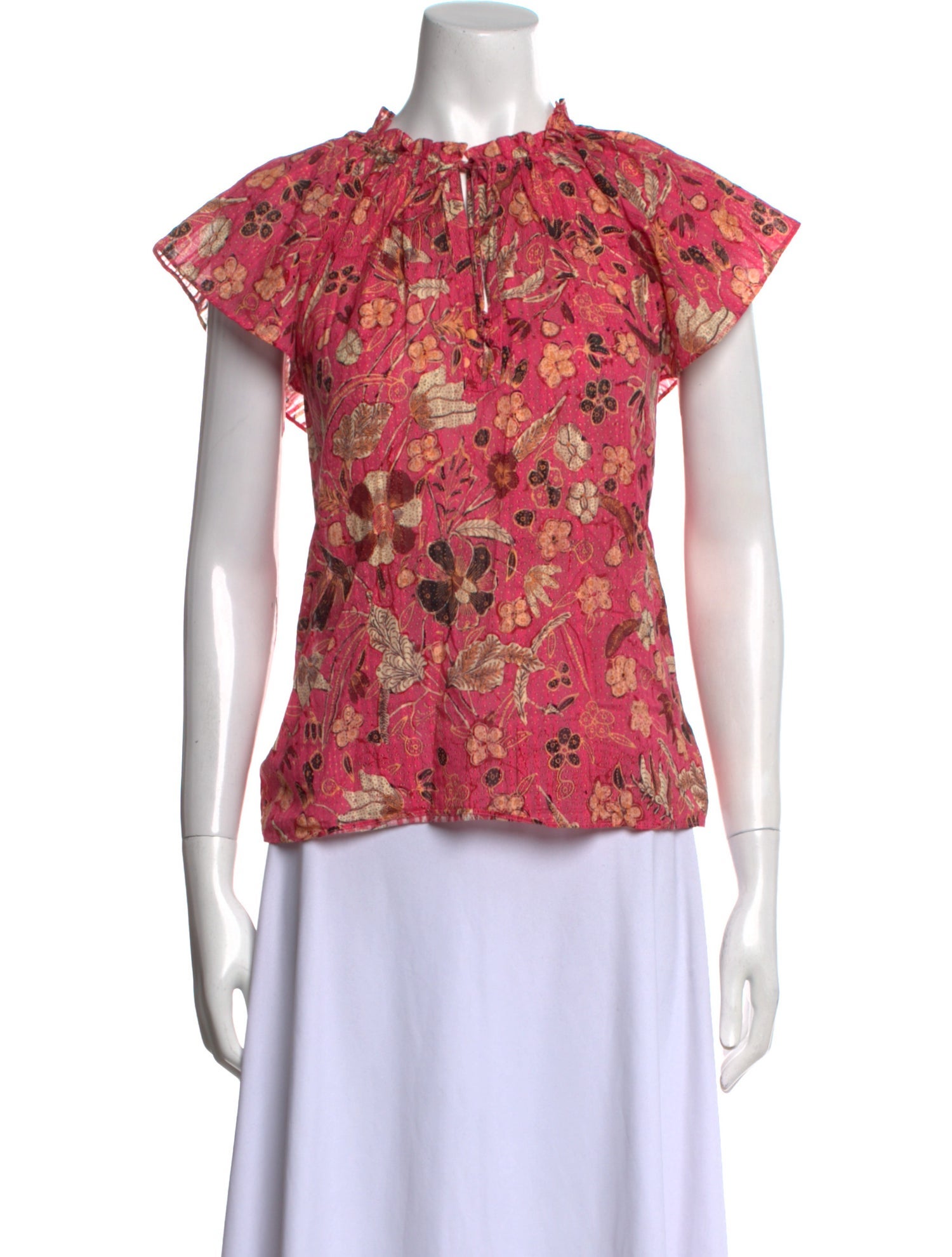 Ulla Johnson Floral Print Tie Neck Blouse