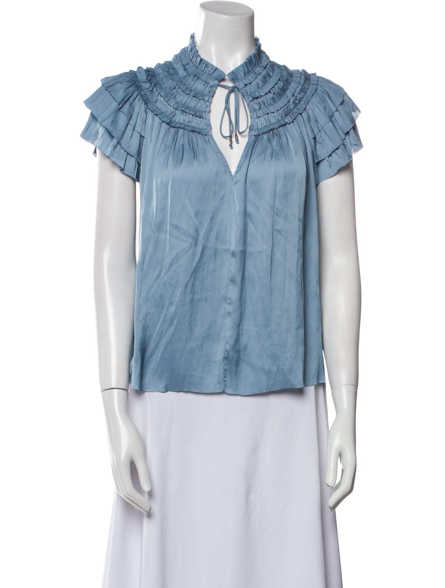 Ulla Johnson V-Neck Short Sleeve Blouse