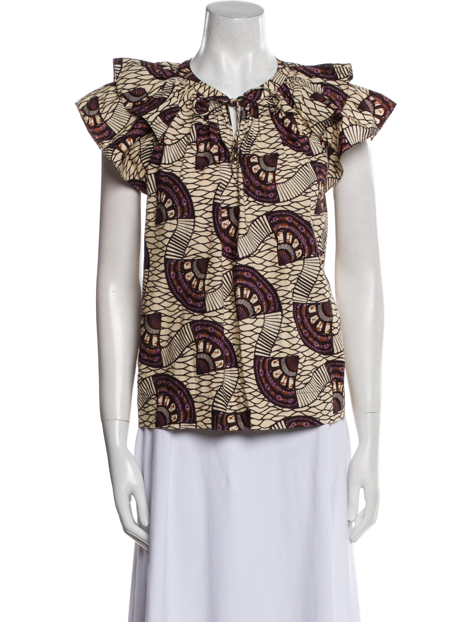 Ulla Johnson Printed Tie Neck Blouse