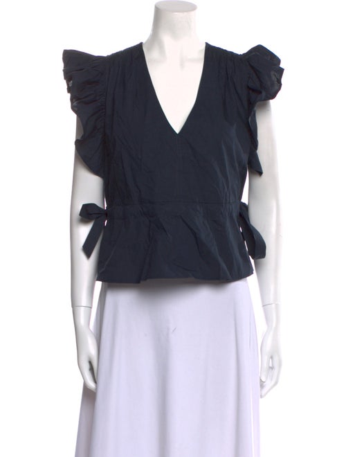 Ulla Johnson V-Neck Short Sleeve Crop Top