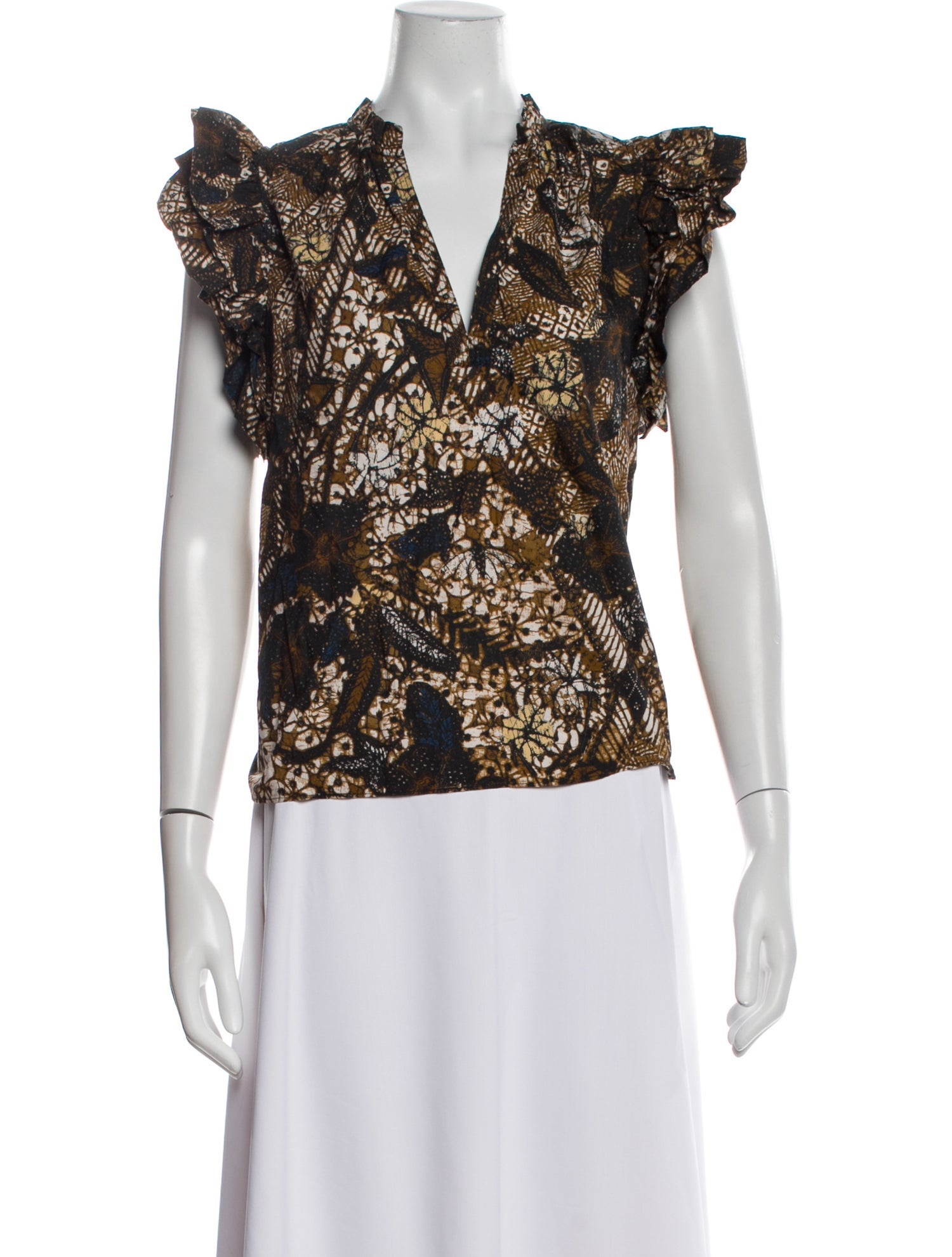 Ulla Johnson Floral Print V-Neck Blouse