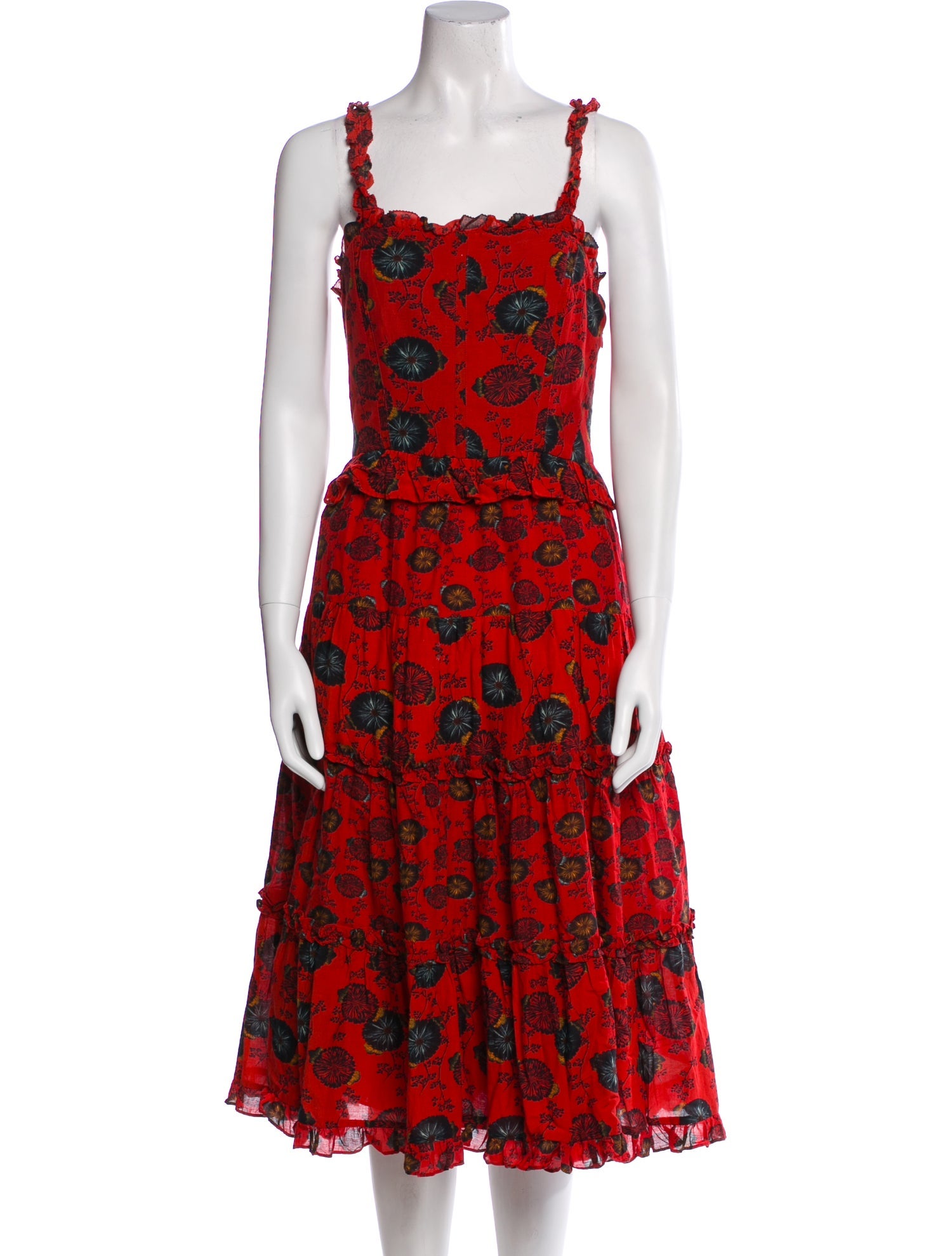 Ulla Johnson Floral Print Midi Length Dress