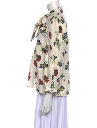 Ulla Johnson Floral Print Three-Quarter Sleeve Button-Up Top