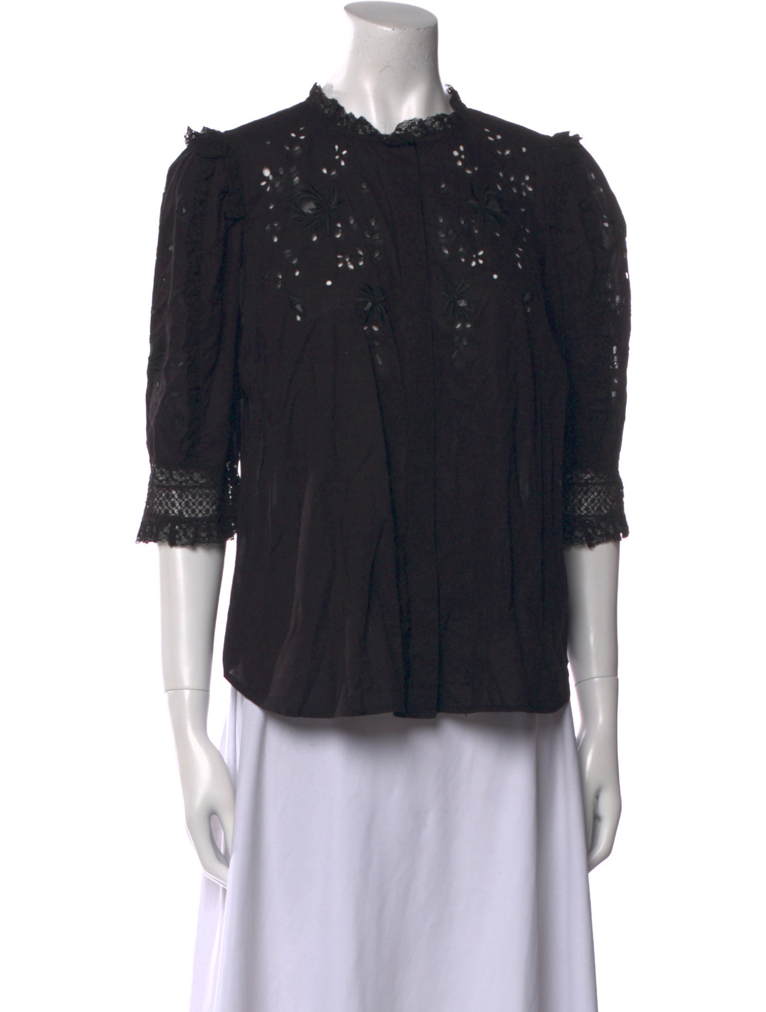 Ulla Johnson Crew Neck Three-Quarter Sleeve Blouse