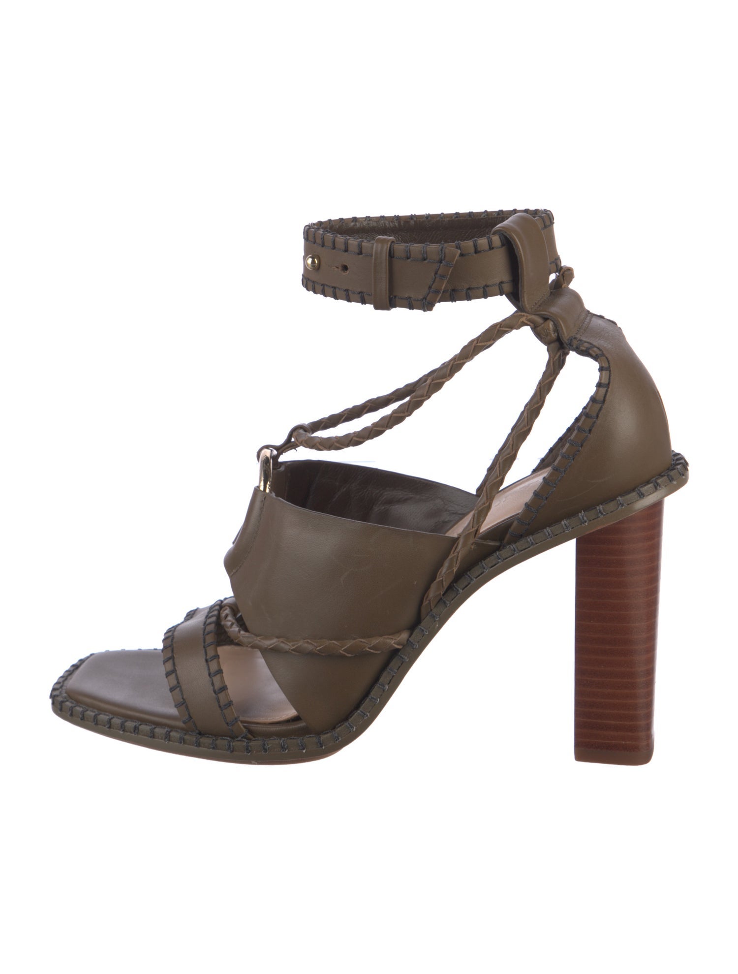 Ulla Johnson Leather Whipstitch Trim Slingback Sandals